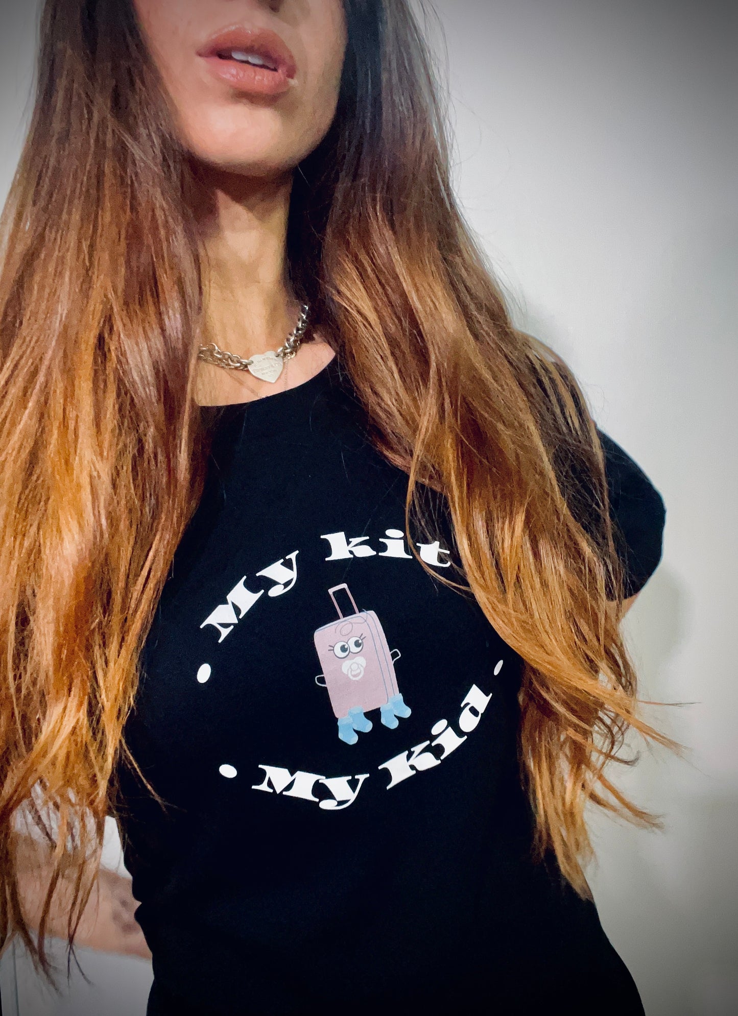 My Kit My Kid ~ 100% organic cotton Tee ~ black ~ relaxed fit ~ gender neutral ~ printed design with IMMK kawaii mascot