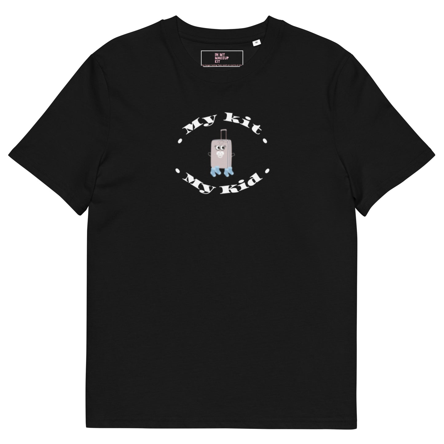 My Kit My Kid ~ 100% organic cotton Tee ~ black ~ relaxed fit ~ gender neutral ~ printed design with IMMK kawaii mascot